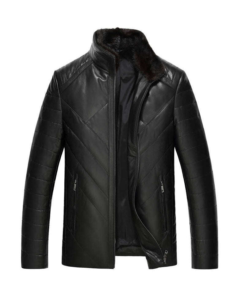 Leather down jacket plus velvet mink jacket