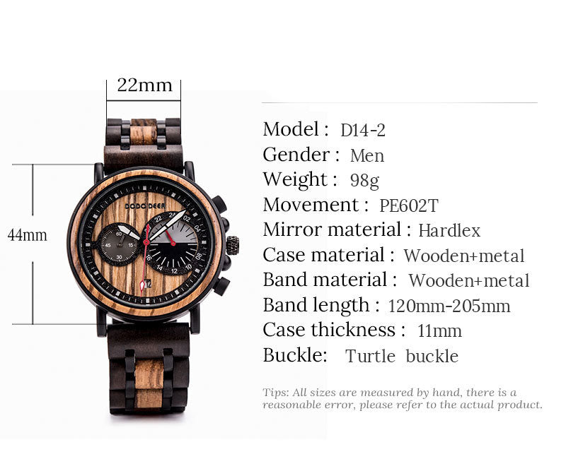 Men's wooden laser watch