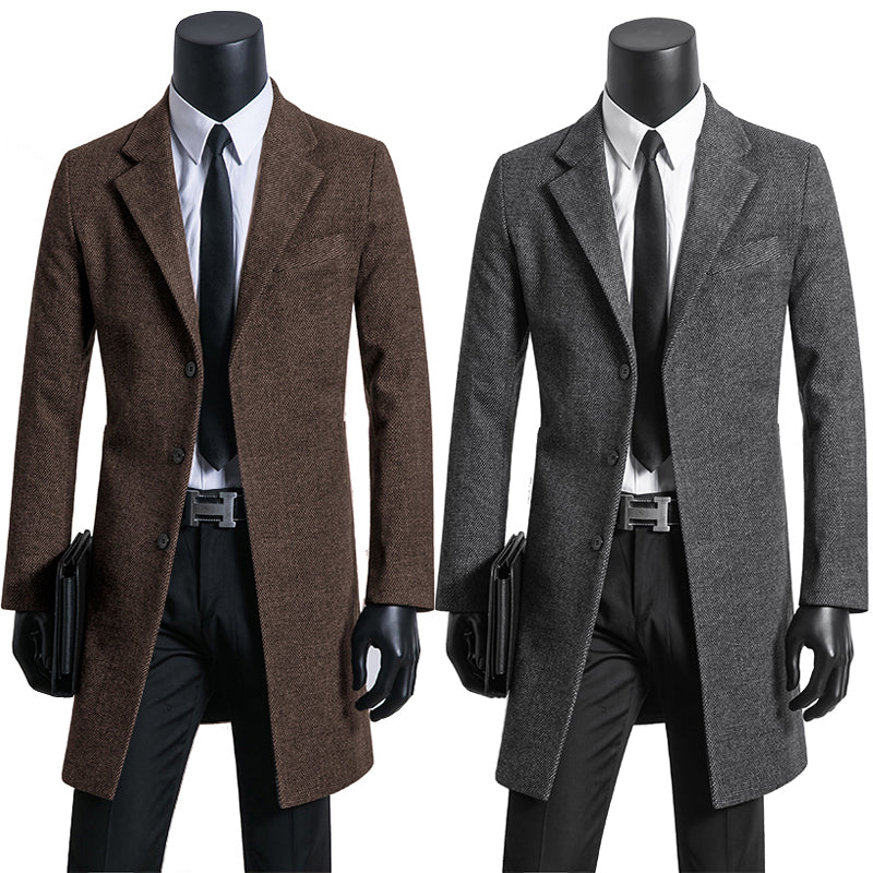 English Woolen Coat Men's Windbreaker Leisure Suit Thick