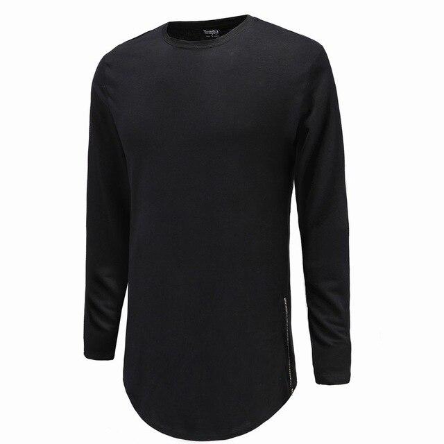 Men's Long Sleeve Side Zipper Long T-shirt