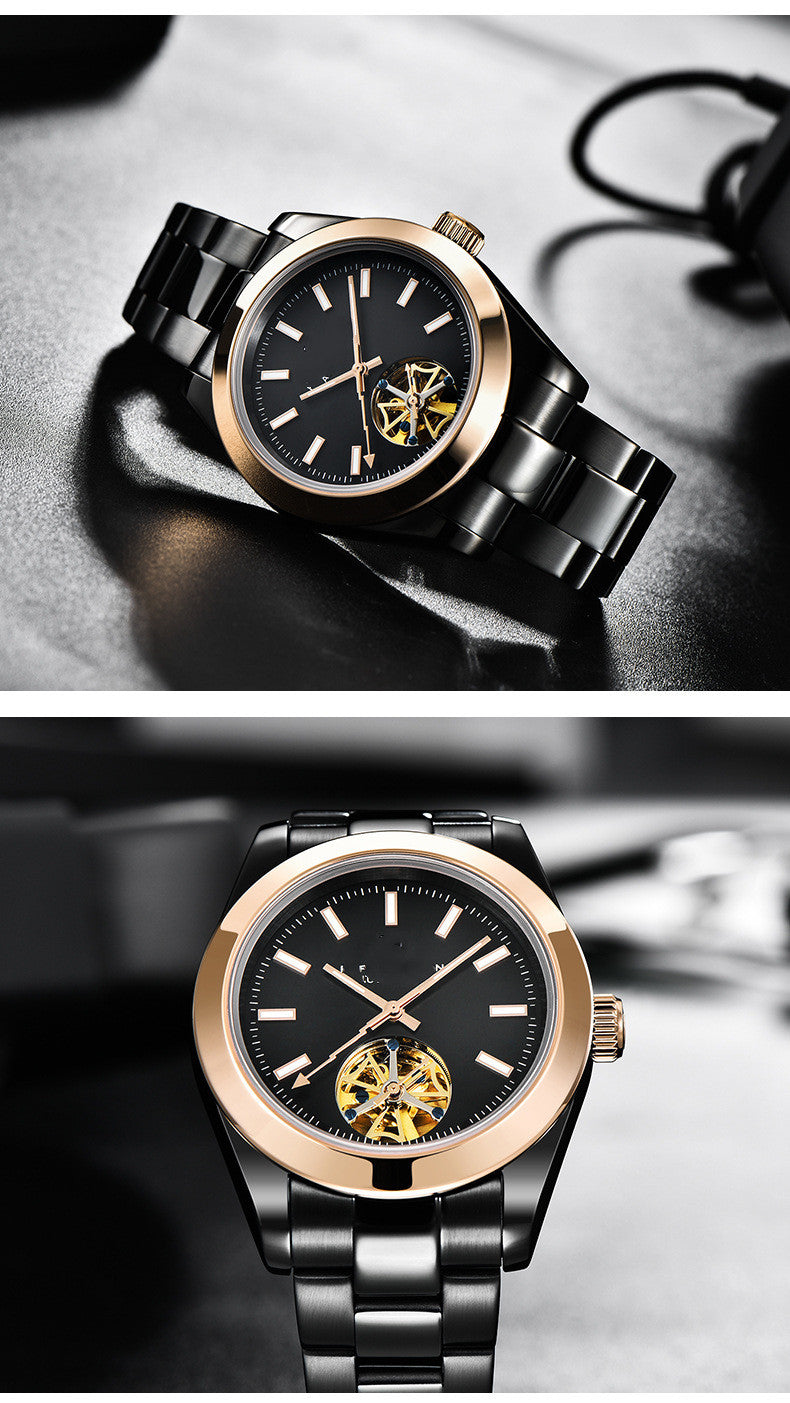 Men's Stainless Steel Waterproof Fashionable Tourbillon Mechanical Watch