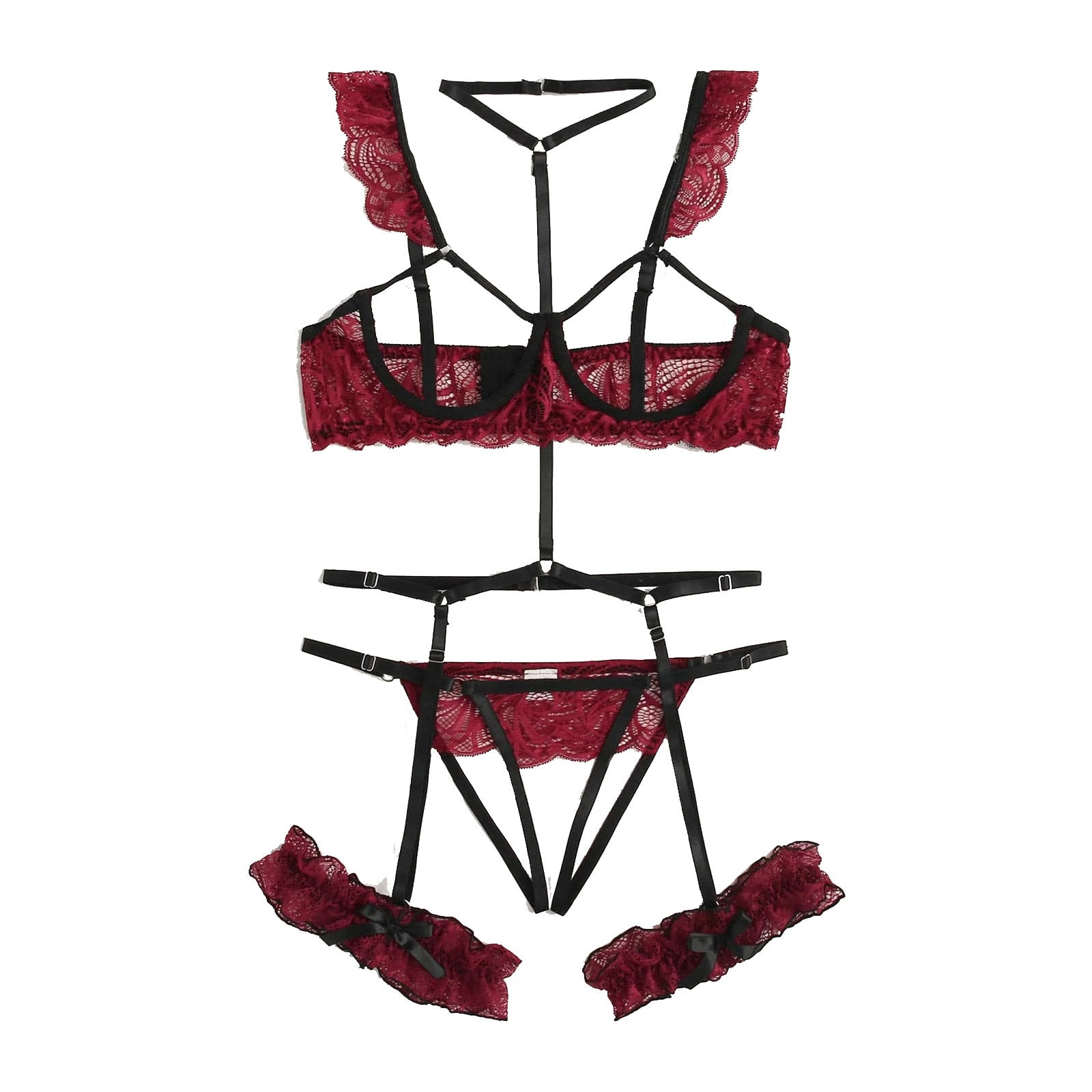 Lingerie  Cup Bra Crotchless With Garter