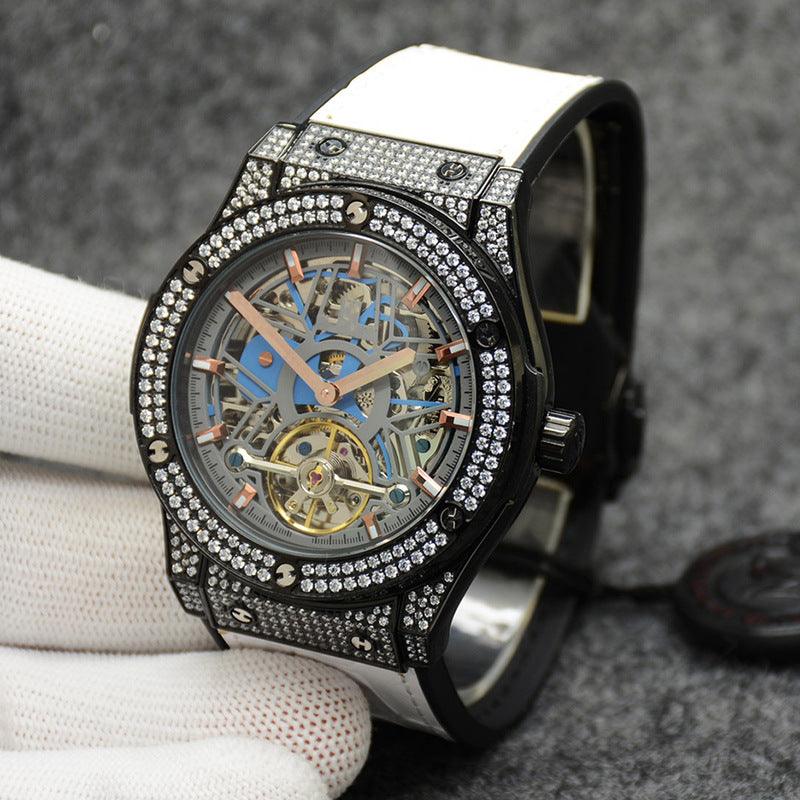 Men's And Women's Fashion Crystal Case Hollow Automatic Mechanical Watch