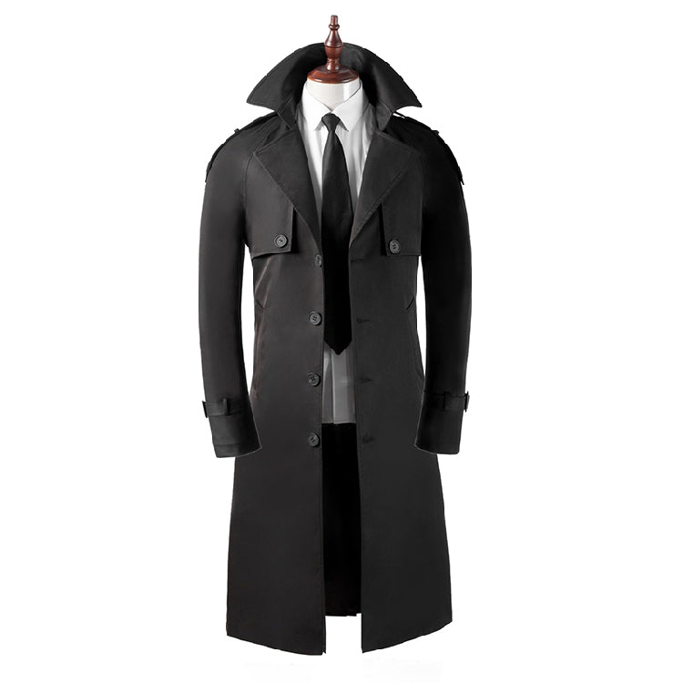 Men's Trench Coat Super Long Over The Knee Slim Business Casual