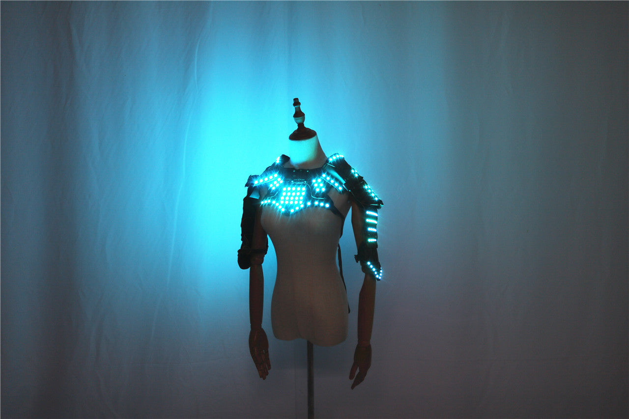 Glowing LED Clothes Armor Shawl PU Leather