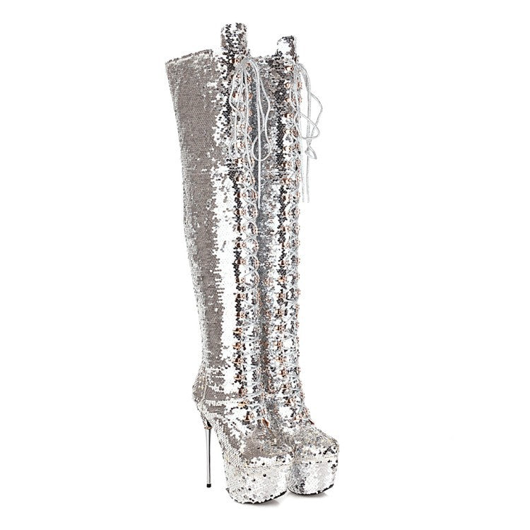 Super High Heels Stiletto Over-the-knee Boots Sequined Boots