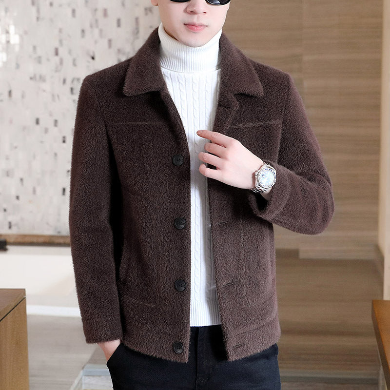 Thickened Men's Woolen Overcoat Trend Mink Woolen Jacket Short Jacket