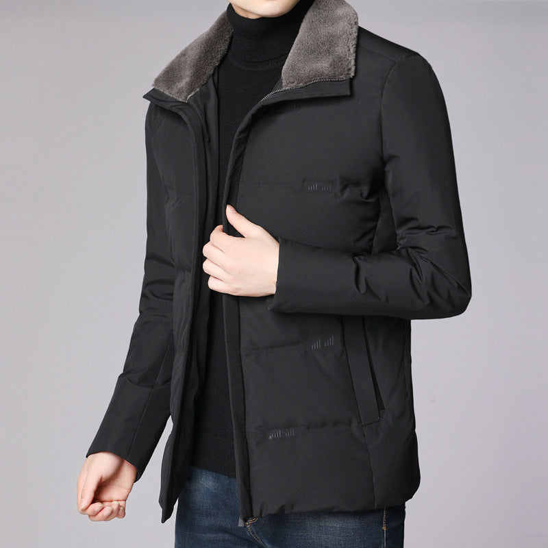 Thick warm white duck down hooded down jacket