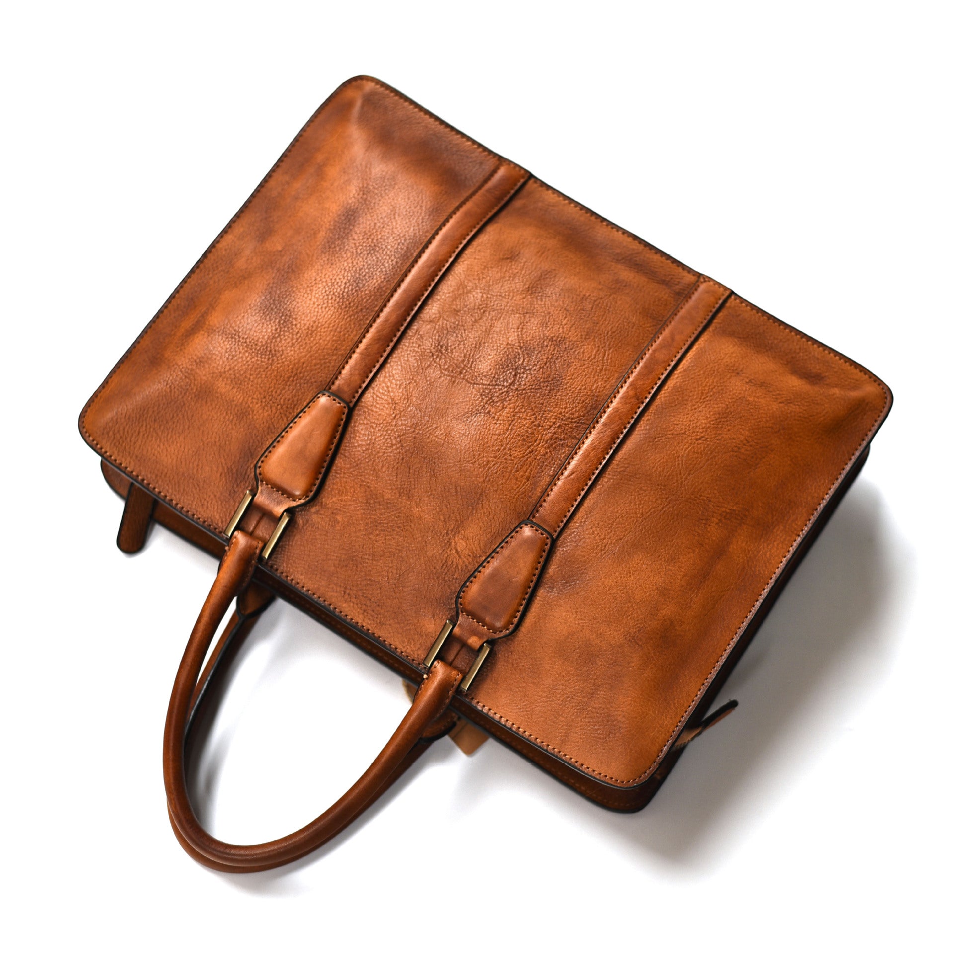 New Men's Handbag Vegetable Tanned Leather Retro Horizontal