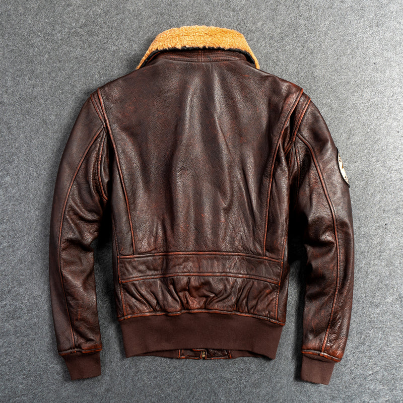 Men's Genuine Leather G1 First Layer Leather Motorcycle Jacket