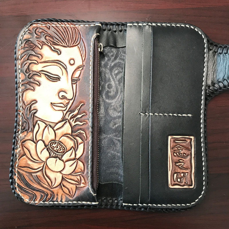 Men's Top Layer Cow Leather Carving Wallet