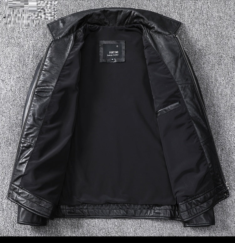 Top Layer Fine Sheepskin Genuine Leather Men's Casual Jacket
