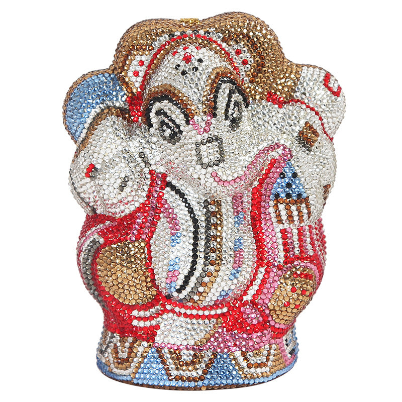 Women's Handmade Diamond Elephant Shaped Clutch Chain Bag