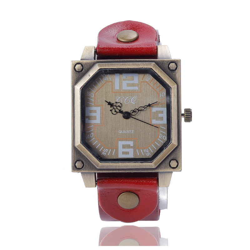 Universal Quartz Pin Buckle Casual Retro Digital Square Women's Watch