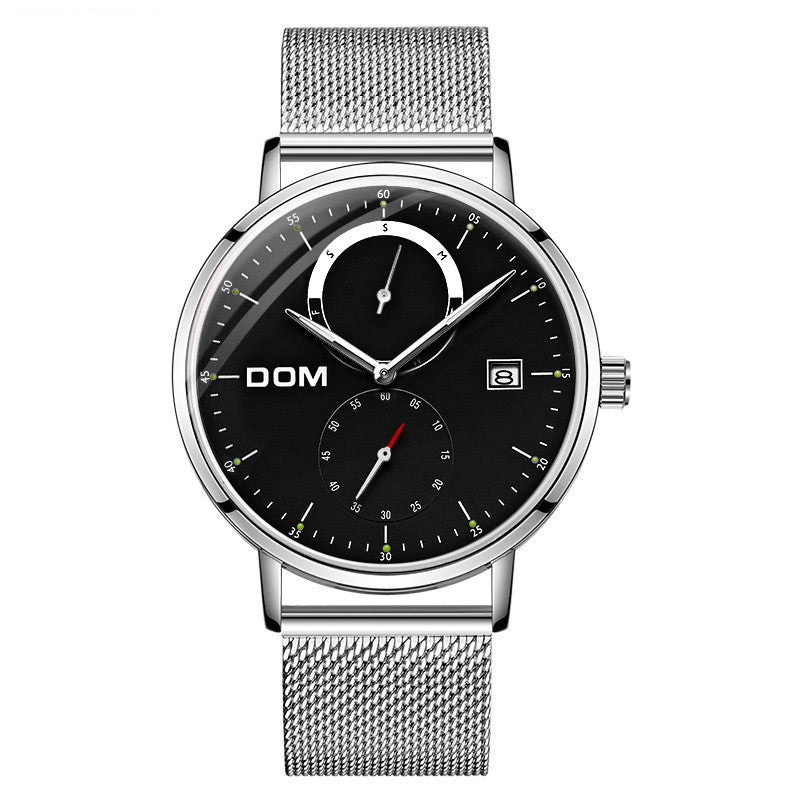 Men's ultra-thin minimalist calendar with quartz watch
