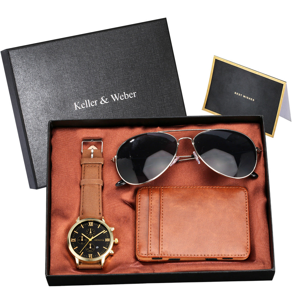 new-mens-quartz-watch-set-glasses-wallet-gift-set-box
