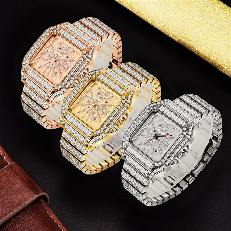 Hip Hop Full Diamond Large Dial Men's Quartz Watch