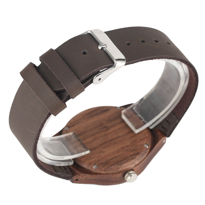 Couple Hollow Retro Walnut Casual Quartz Watch