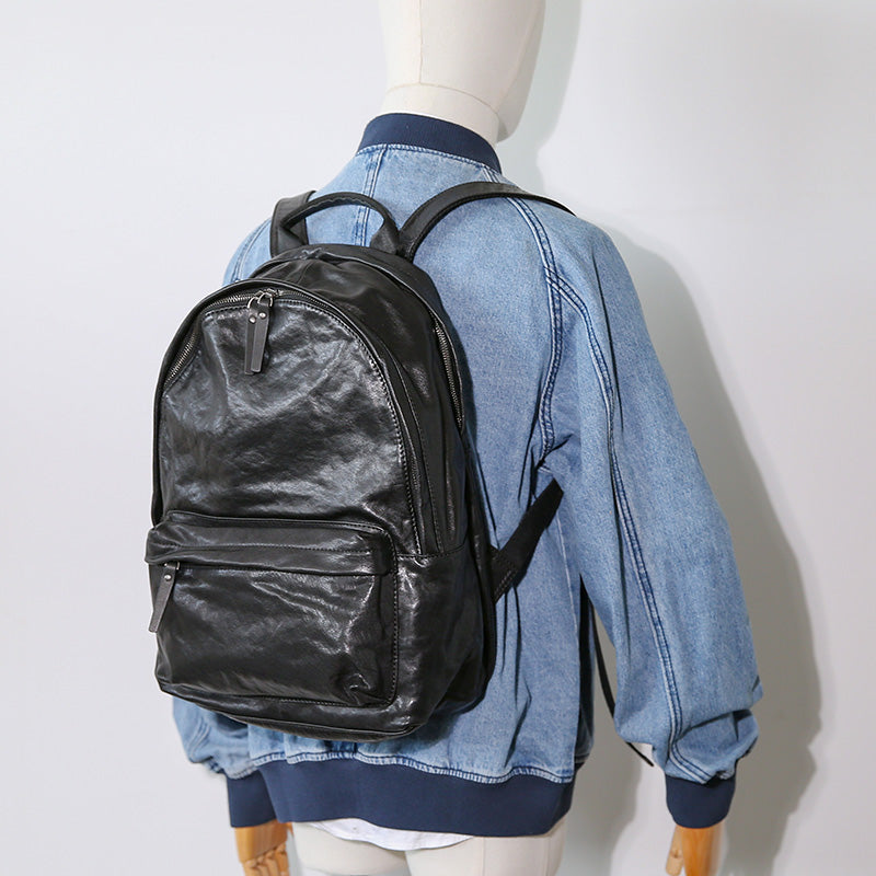 Mens Retro Large Capacity Leather Shoulder Travel Bag
