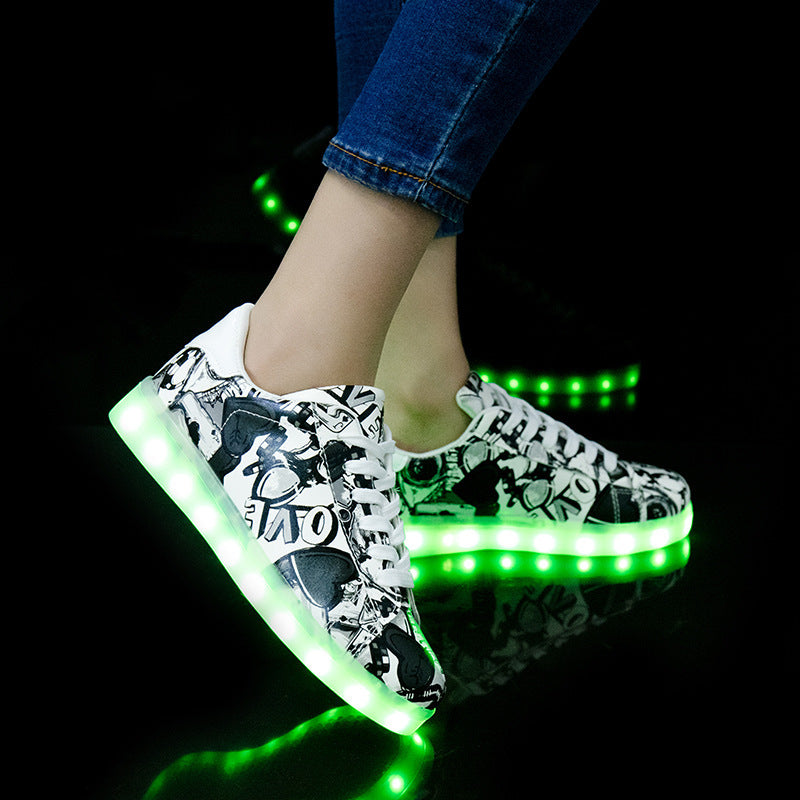Men and women light shoes couple fluorescent shoes