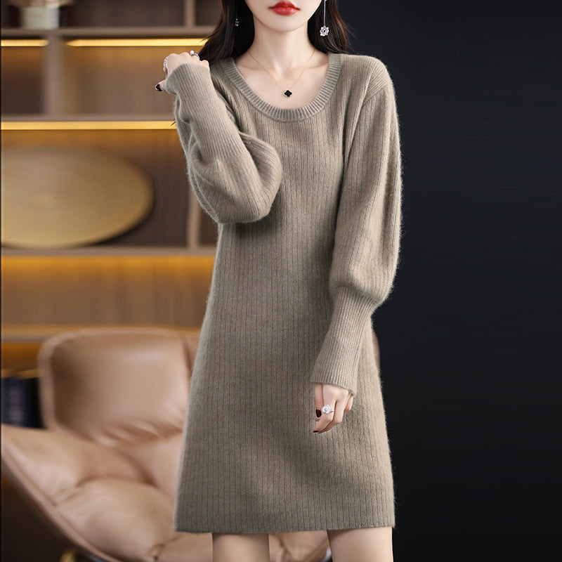 Long Sweater Woolen Skirt Top