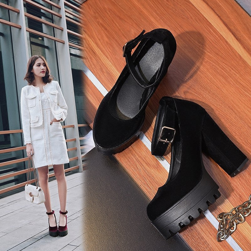 Platform shoes with thick heels and high heels