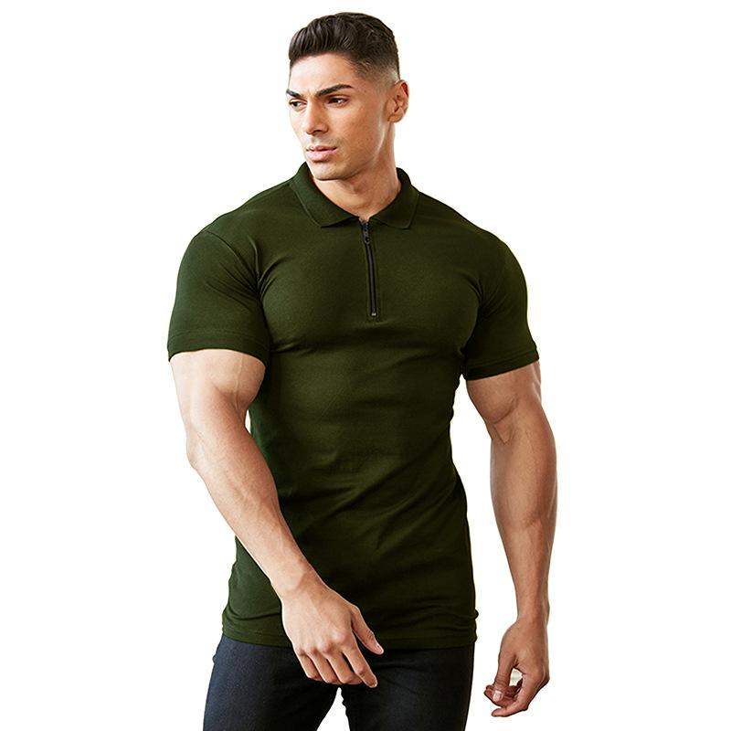 Men's casual sports zipper short sleeve T-shirt