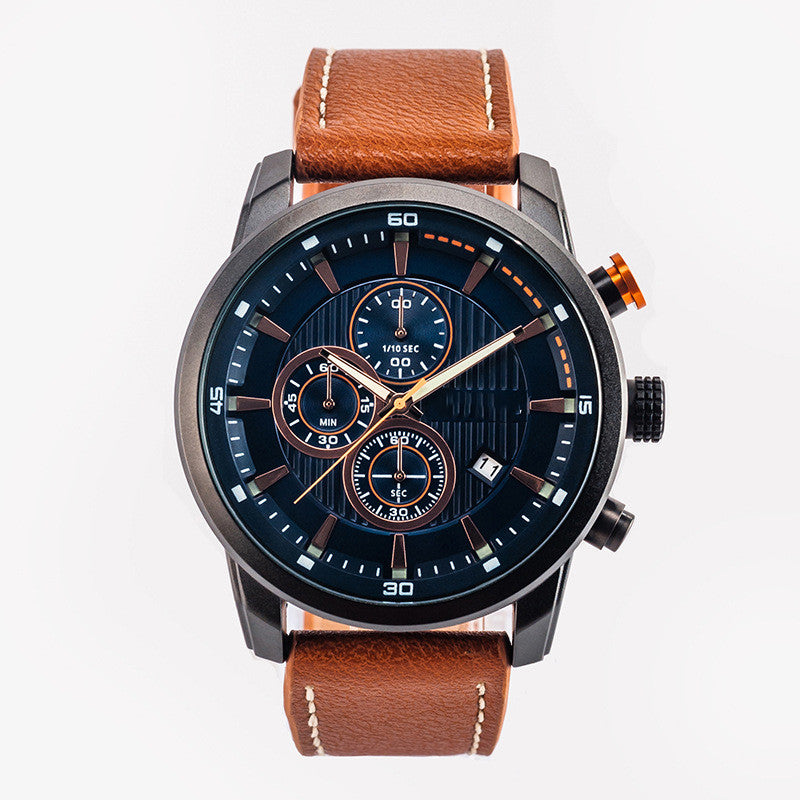 Multifunctional Leather Sports Quartz Watch