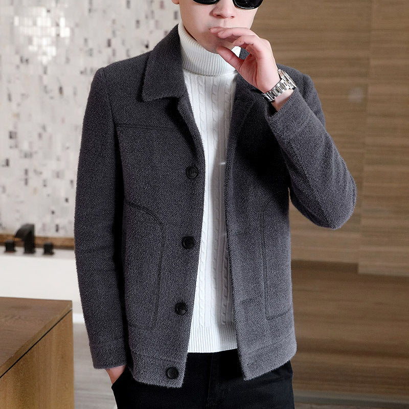 Thickened Men's Woolen Overcoat Trend Mink Woolen Jacket Short Jacket