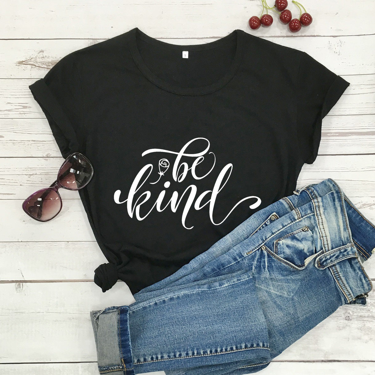 Be Kind Rose Style Short Sleeve European And American Street Leisure T-shirt