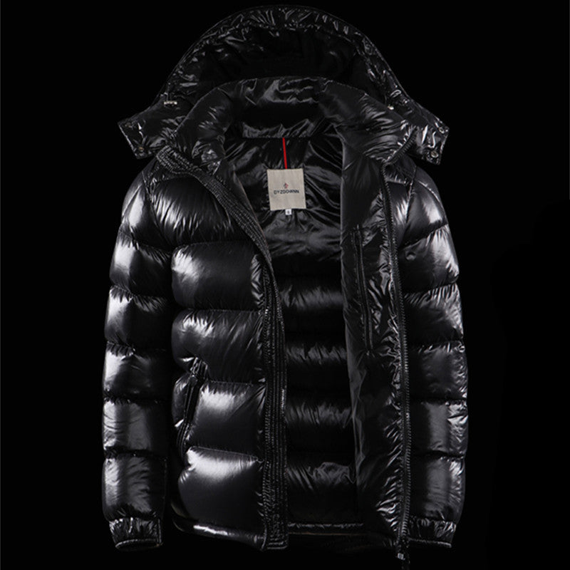 Pure Color Short Shiny White Duck Down Down Jacket