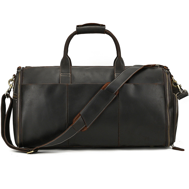 Vintage Travel Bag Multifunctional Leather Duffle Bag Folding
