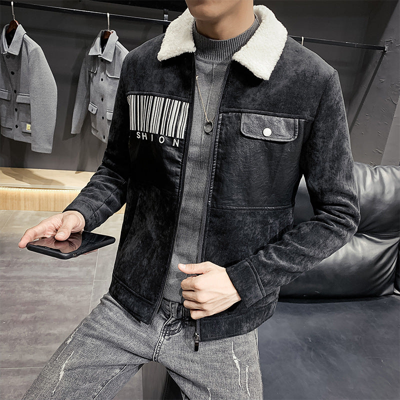 Deerskin velvet jacket youth Korean style lapel