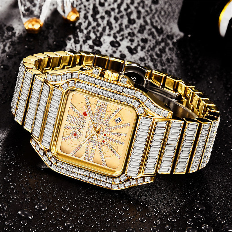 Hip Hop Full Diamond Large Dial Men's Quartz Watch