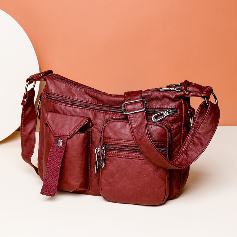 Women's Stylish And Versatile Large Capacity Washed Shoulder Messenger Bag