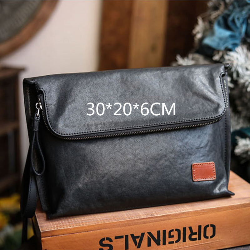 Leather Men's Bag One Shoulder Crossbody Soft Cowhide Handle
