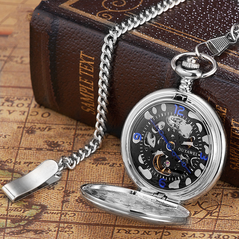 Manual Winding Pocket Watch With See Through Back