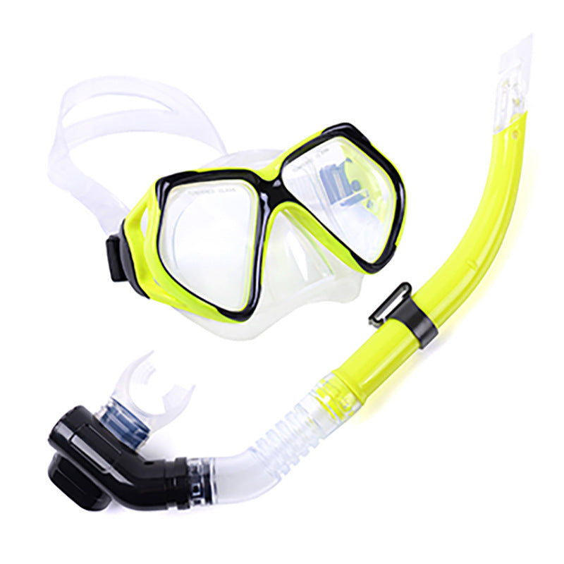 Large View Mask Tempered Glass Diving Mask Suit Snorkeling Silicone Mouthpiece Breathing Tube Equipment Double Drainage