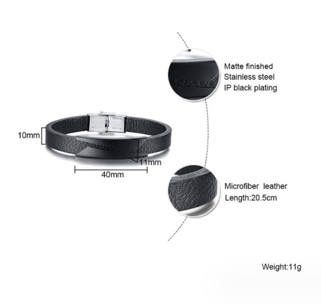 Stainless Steel Microfiber Leather Bracelet