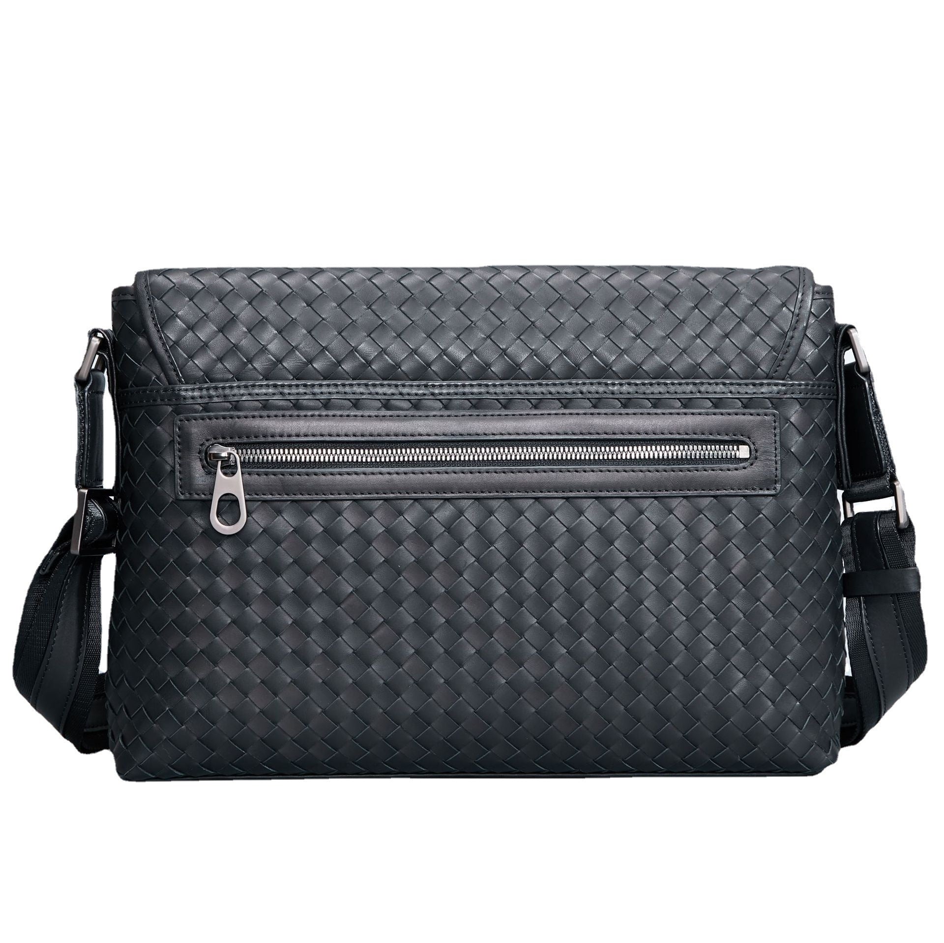 Men's Business Casual Leather Woven Messenger Bag