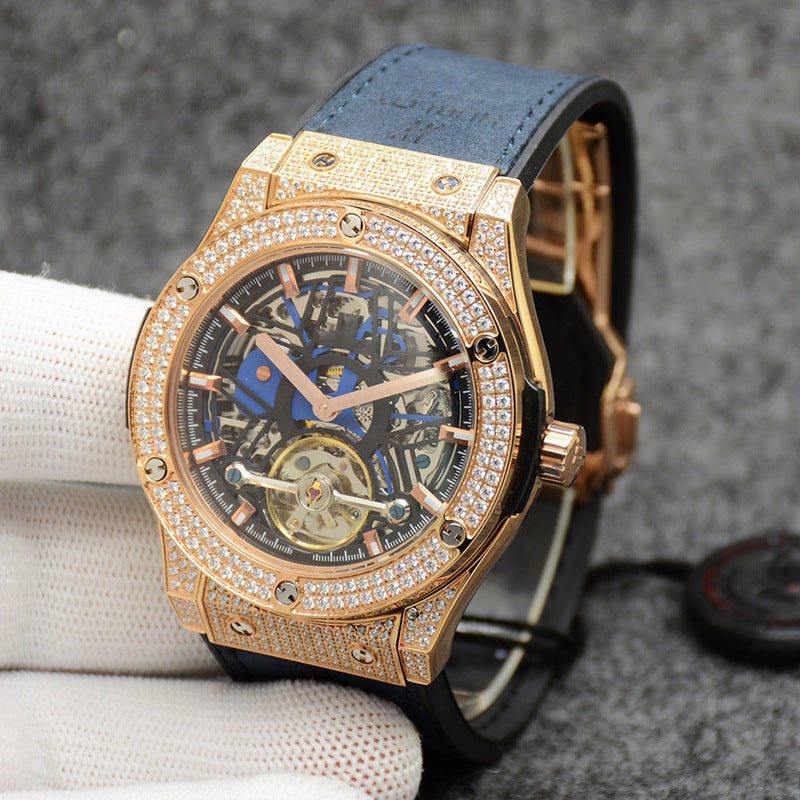 Men's And Women's Fashion Crystal Case Hollow Automatic Mechanical Watch