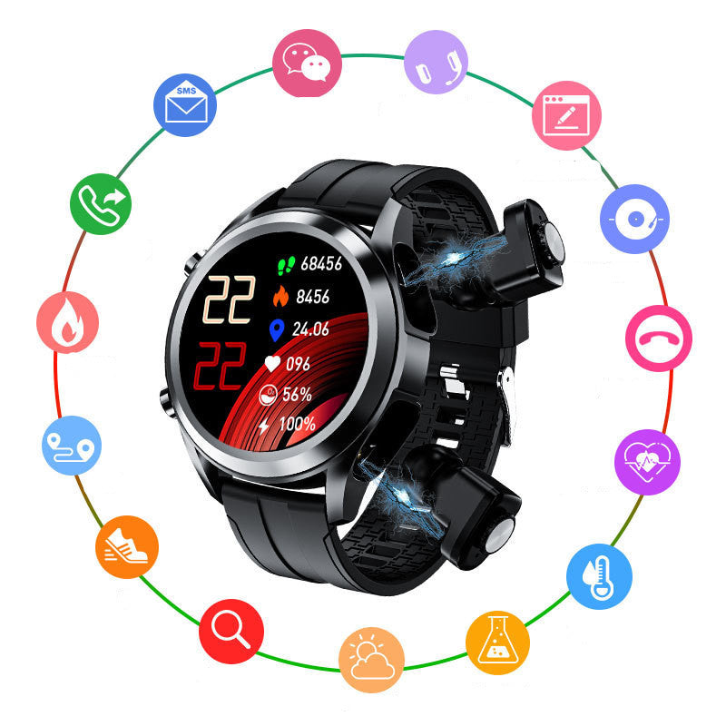 Men's Bluetooth Headset Smart Watch with Heart Rate and Blood P