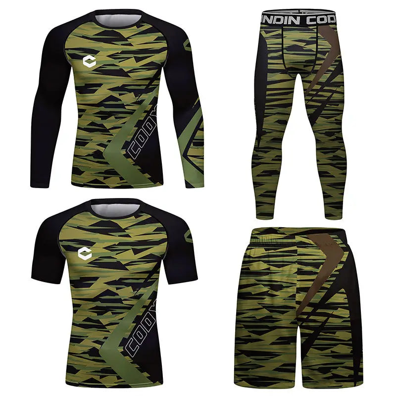 Rashguard MMA Compression Shirt For Men Sports Wear Clothing Bjj Rash Guard Suits Fitness Muay Thai  Gi Boxing Jerseys 4PCS/Sets