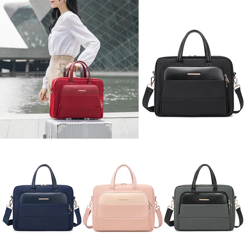 Women's Laptop Bag PU+Polyester Notebook Briefcase Case For 13 14 15 16 Inch Laptop Shoulder Bags Travel Office Ladies Handbags