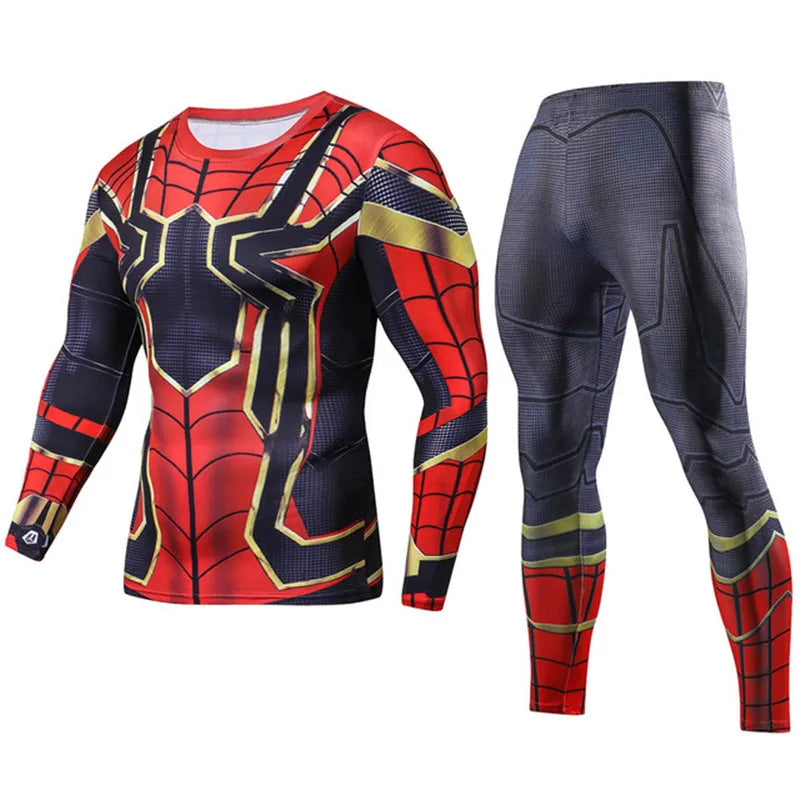 2Pcs Men's Compression Shirt and Sports Tights Set