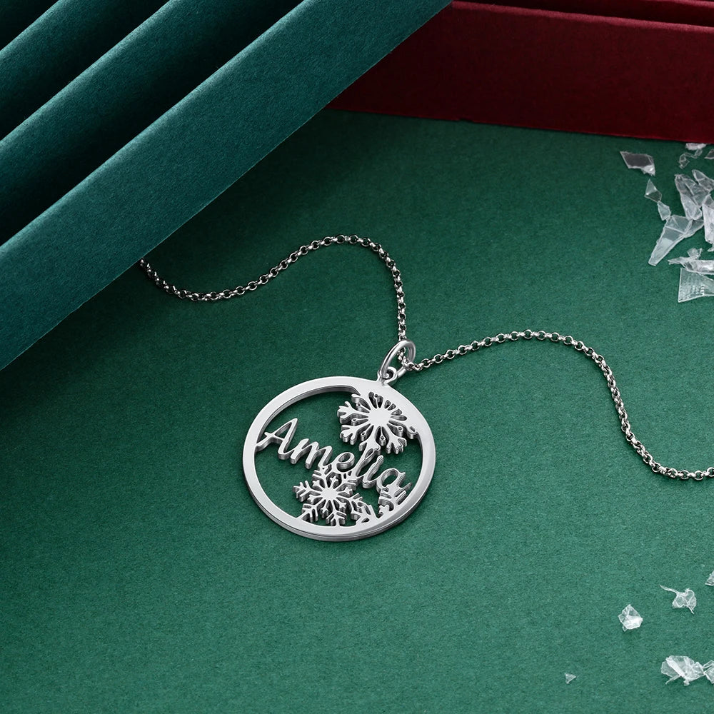 925 Silver Personalized Snowflake Name Necklace