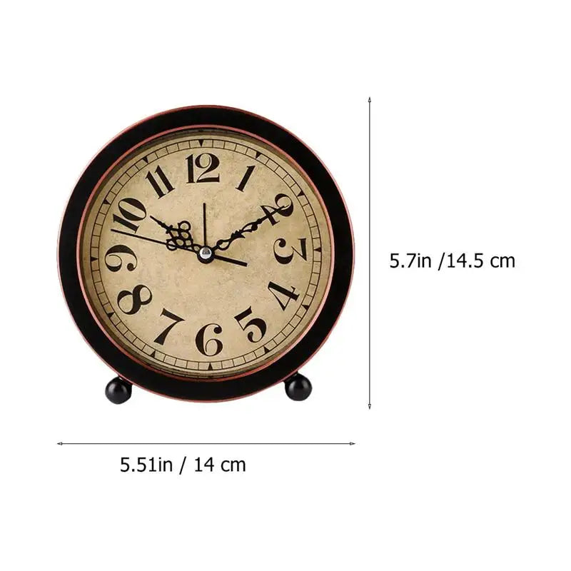 Clock Alarm Vintage Desk Bedside Silent Retro Clocks Bedroom Mute Tabletop Decor Desktop Living Room Round Household Decorative