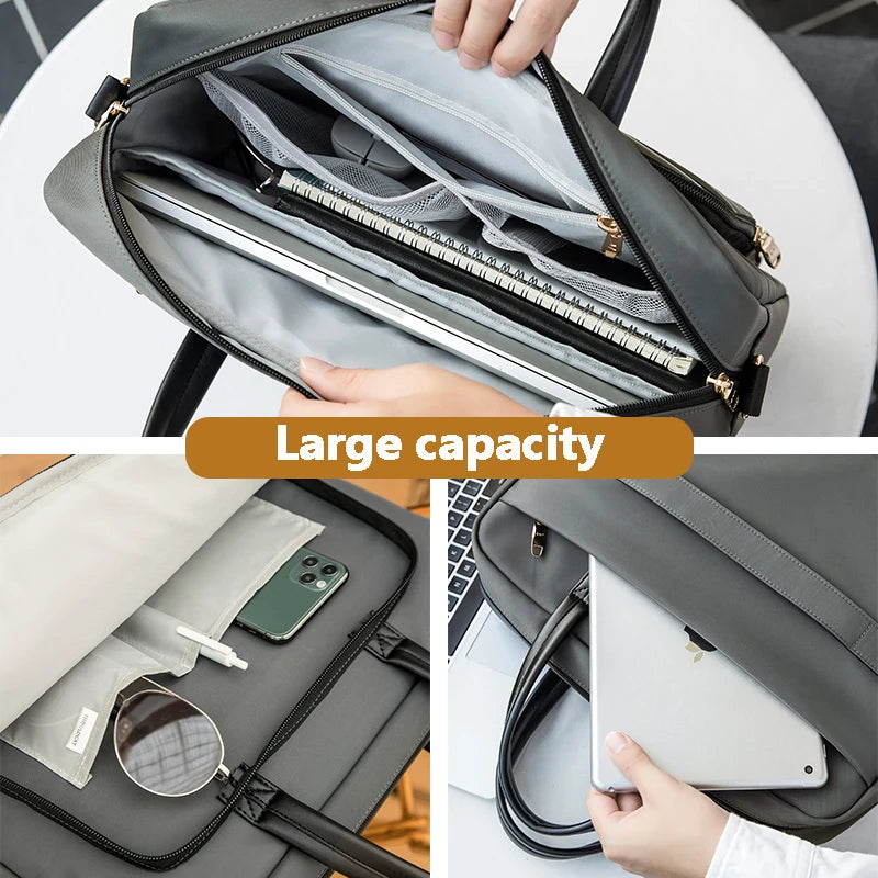 Women's Laptop Bag PU+Polyester Notebook Briefcase Case For 13 14 15 16 Inch Laptop Shoulder Bags Travel Office Ladies Handbags