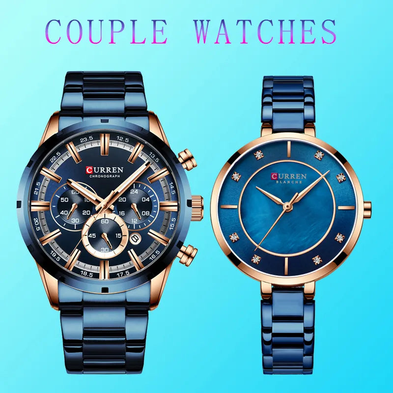 CURREN Minimalist Couple Watches Set for Men and Women