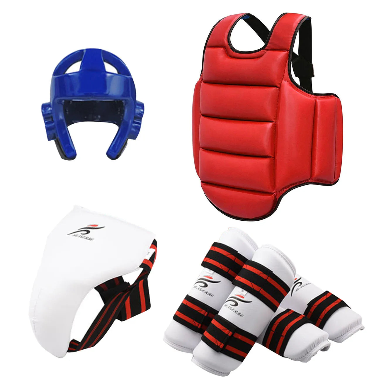 WTF MMA Karate Team Jockstrap Gloves Adults Kids Taekwondo Uniform Helmet Chest Protection Shin Guard Set Child Martial Arts Set